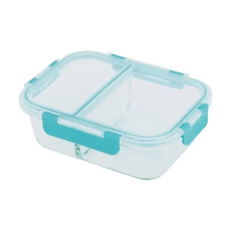 2 Compartment Borosilicate Glass Tiffin with Carry Pouch 640 ml