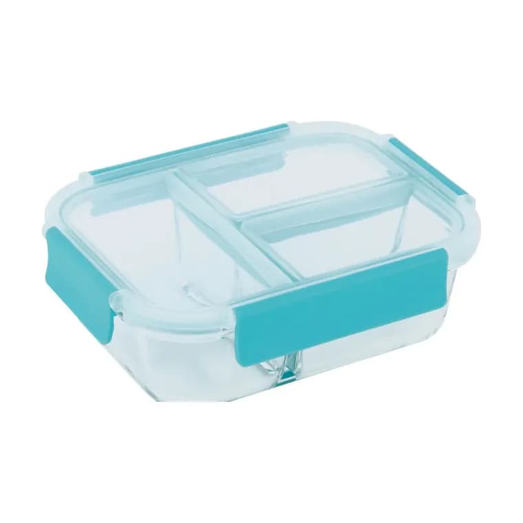 Lock & Fresh Rectangle 3 Compartments Glass Container 1040 ml