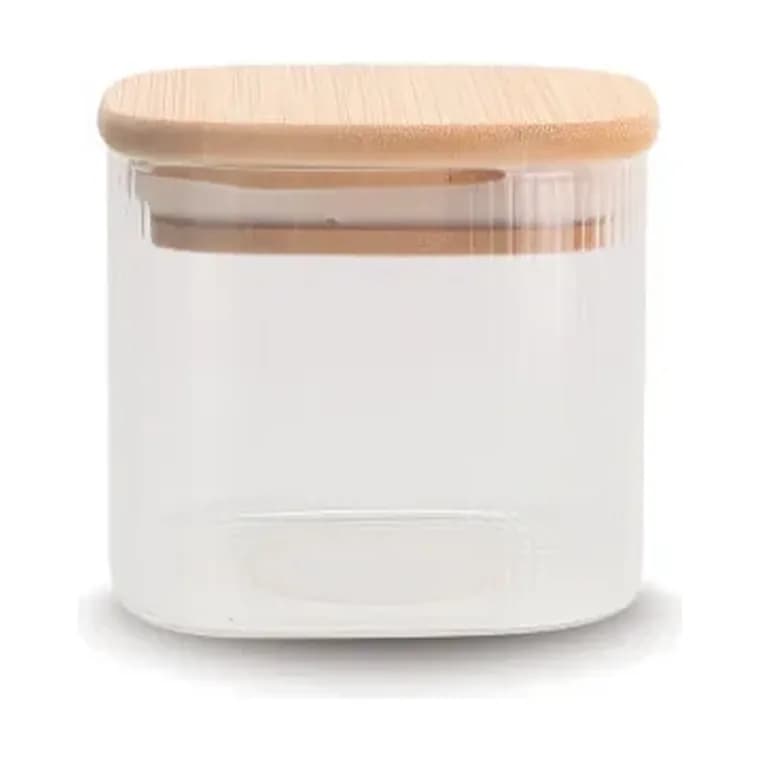 Emerald Square Dry Fruit Jar Narrow Stripes with Bamboo Lid 300 ml