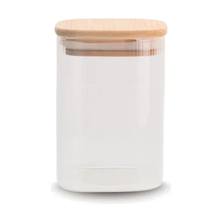 Emerald Square Dry Fruit Jar Narrow Stripes with Bamboo Lid 500 ml