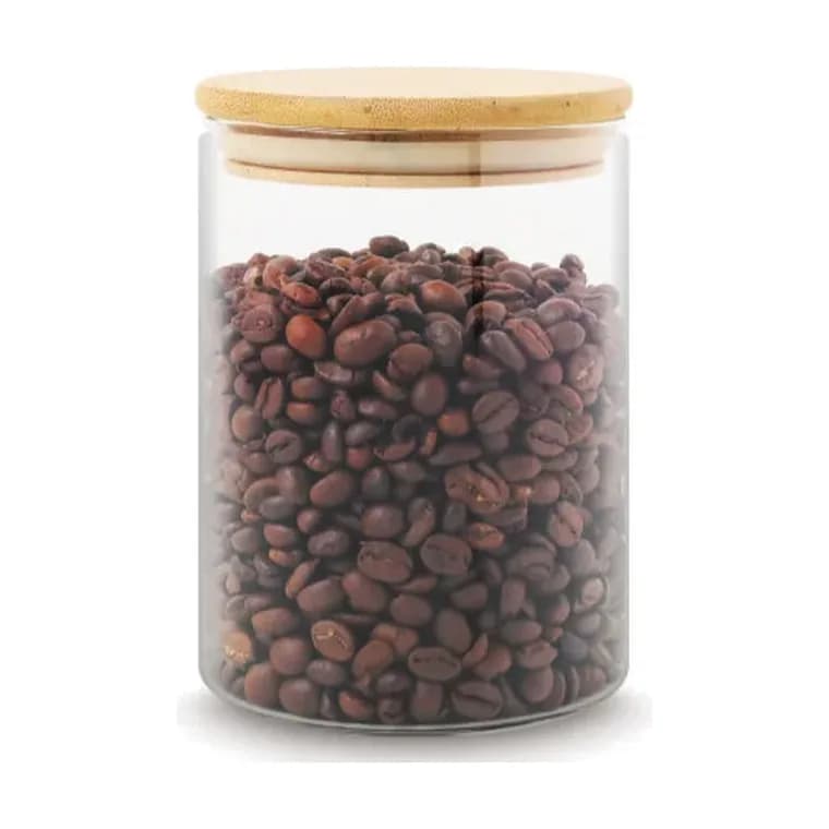 Freshco Round Push Type Glass Jar with Bamboo Lid 500 ml