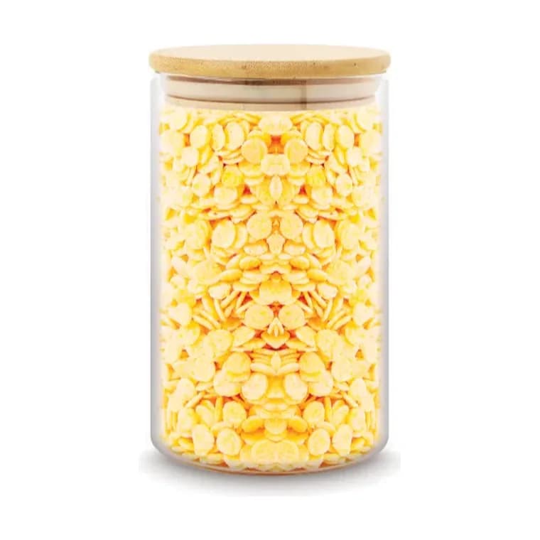 Freshco Round Push Type Glass Jar with Bamboo Lid 750 ml