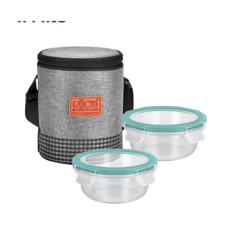 Round Borosilicate Glass Tiffin RD2 Vertical 400 ml x 2