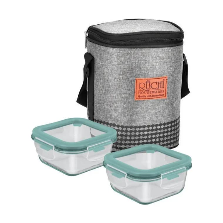 Square Borosilicate Glass Tiffin SQ2 Vertical 320 ml x 2