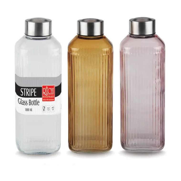 Stripes Glass Bottle 1 Ltr
