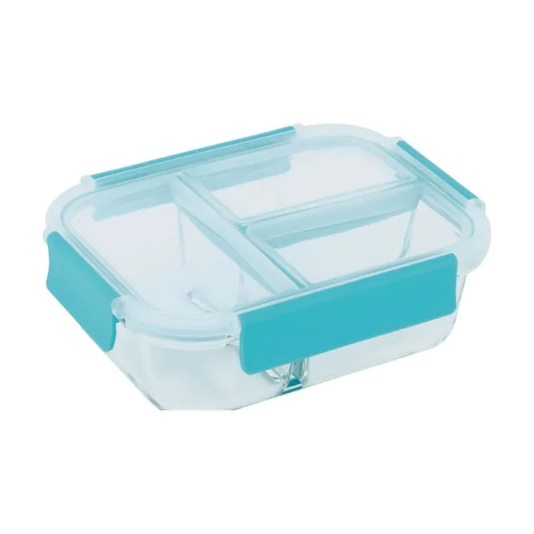Lock & Fresh Rectangle 3 Compartments Glass Container 1040 ml