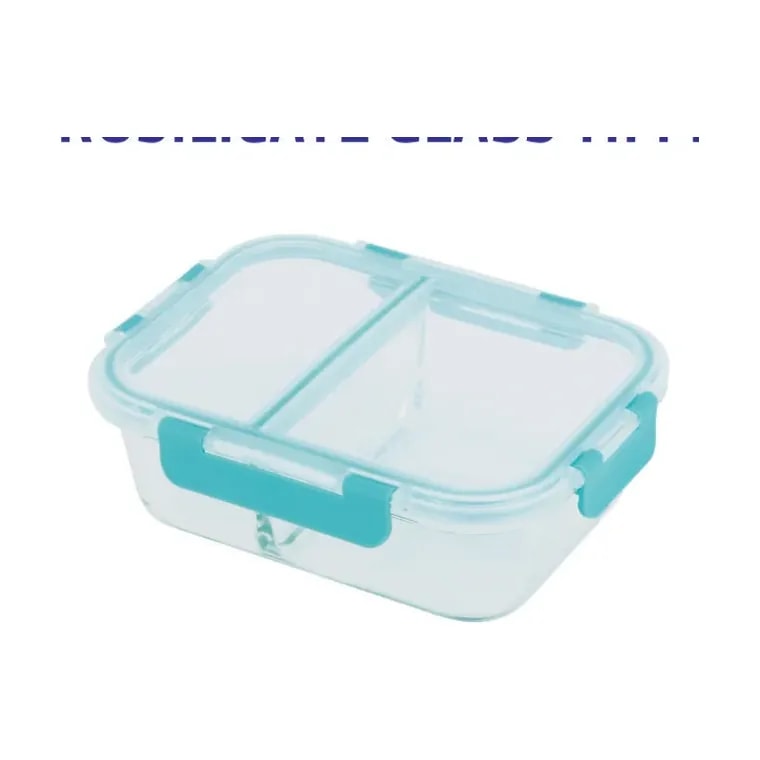 2 Compartment Borosilicate Glass Tiffin with Carry Pouch 1040 ml