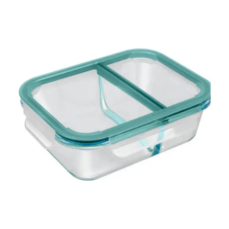 Lock & Fresh Rectangle 2 Compartments Glass Container 600 ml