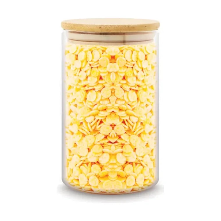 Freshco Round Push Type Glass Jar with Bamboo Lid 750 ml