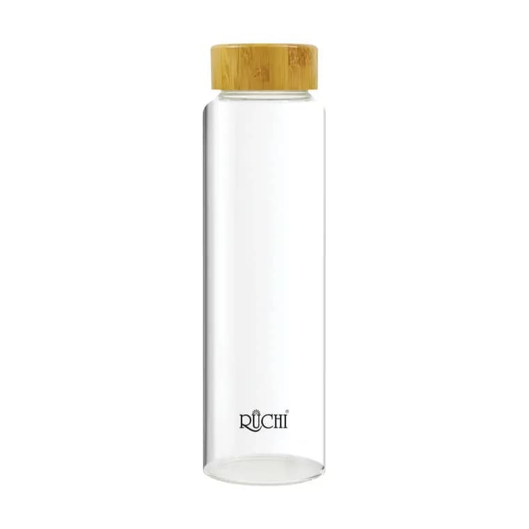 Glacier Glass Bottle with Bamboo Lid 1 Ltr