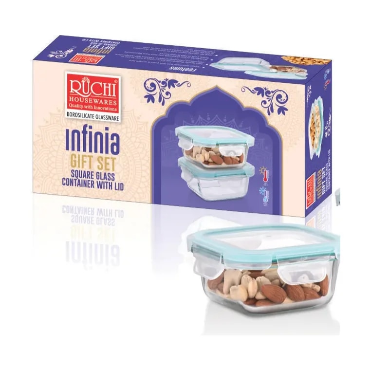 Infinia 2 Square Glass Container Gift Set