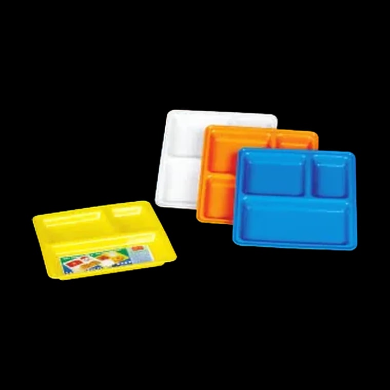 3 Partition Plate With Spoon & Fork (1 Pc & 3 Pcs Set) (Pav Bhaji / Snacks Plate)