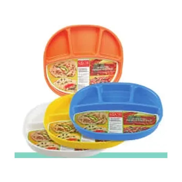 4 Partition Plate - Square With Spoon And Fork (1 Pc & 3 Pcs Set)