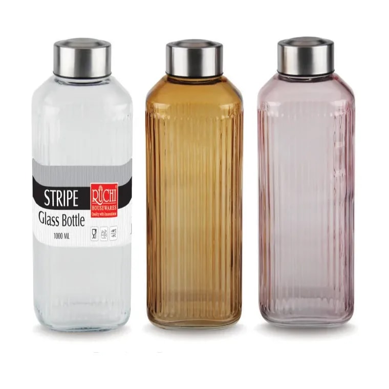 Stripes Glass Bottle 1 Ltr
